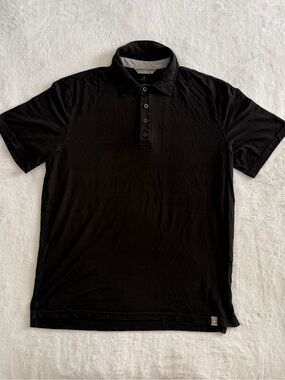 Smartwool Solid Black Pattern Merino Wool
Blend Short Sleeve Polo Shirt Size M